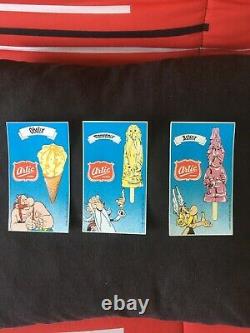 Rare lot COMPLET de 3 stickers AUTOCOLLANTS NEUFS Astérix glace ARTIC DE 1983