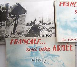 Rare lot complet 1945 des 3 Français. Voici votre ARMEE Tchad Tunis Sienne