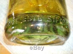 Rare siphon en verre vert-jaune, eau de Seltz, très bon état, complet/bistrot, bar