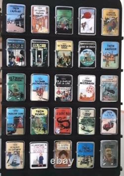 TINTIN gros lot de briquet de collection complète 24 Briquets à essence en métal
