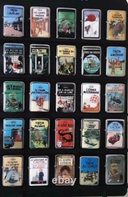 TINTIN gros lot de briquet de collection complète 24 Briquets à essence en métal