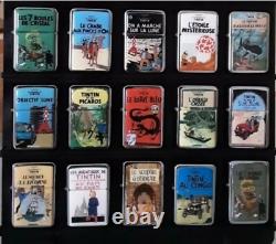 TINTIN gros lot de briquet de collection complète 24 Briquets à essence en métal
