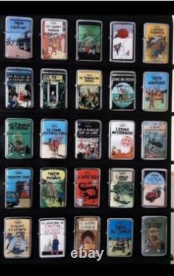 TINTIN gros lot de briquet de collection complète 24 Briquets à essence en métal